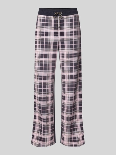 Produktfoto, Straight Fit Hose mit floralem Print von Marc Cain, różowy i czarny kwiatowy nadruk, elastyczny pas z tunelem, Szerokość w rozmiarze 36: 36 cm, Długość wewnętrzna nogawki 68 cm