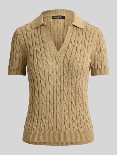 Lauren Ralph Lauren Koszulka polo o kroju regular fit z tkanego materiału – mieszanka bawełny Camel 2