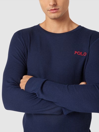 Polo Ralph Lauren Underwear Shirt met lange mouwen en structuurmotief, model 'WAFFLE'' Marineblauw - 3