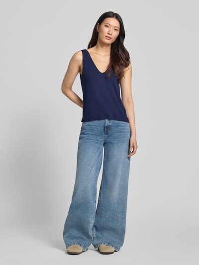 ARMEDANGELS regular fit top met bandjes van viscosemix model 'V-NECK JERSEY TOP' Marineblauw - 1