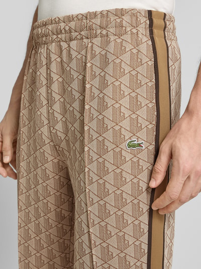 Lacoste Spodnie dresowe o kroju regular fit z dodatkiem bawełny Beżowy 3