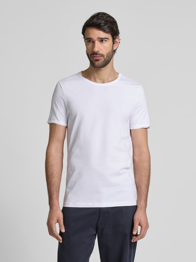 JOOP! JEANS T-Shirt mit geripptem Rundhalsausschnitt Modell 'Caspian' Weiss 4