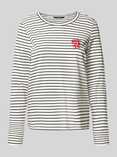 Vero Moda Regular Fit Langarmshirt mit Schriftzug-Stitching Modell 'OYA FRANCIS' Weiss 2