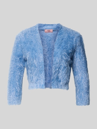 Produktfoto, Bolero aus Kunstfell mit Viskose-Anteil von V.M., Damen, Material-Mix, offene Vorderseite, 3/4-Arm, Rückenlänge 36 cm, hellblau, flauschige Textur