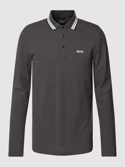 BOSS Green Poloshirt met lange mouwen, model 'PLISY' Antraciet - 2