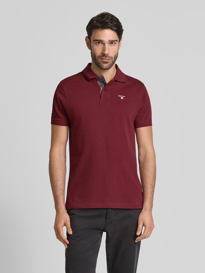 Barbour Slim fit poloshirt met labelstitching Kersenrood - 4