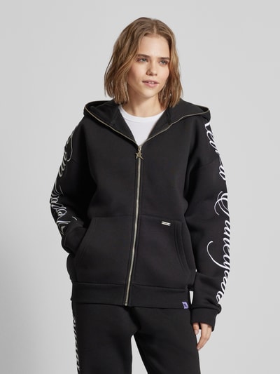 REVIEW Sweatjacke mit Stitchings und Reißverschluss Black 4