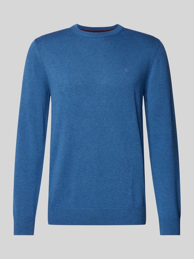 Christian Berg Men Strickpullover mit Woll-Anteil und Rundhalsausschnitt Jeansblau Melange 1