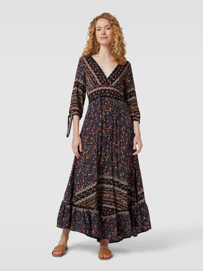 Apricot Maxikleid aus Viskose mit Allover-Muster Marine 4