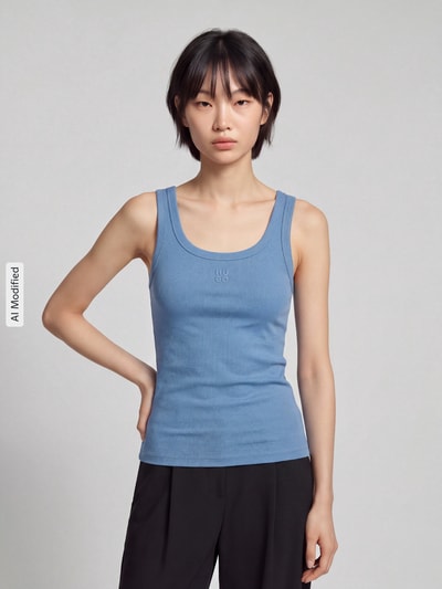 HUGO Top z wyhaftowanym logo model 'Datamia' Jasnoniebieski 4