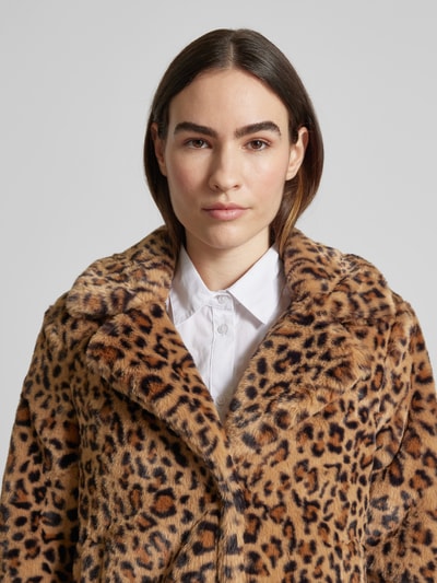 Vero Moda Cropped Kunstpelzjacke mit Animal-Print Modell 'LISSY' Schoko 3