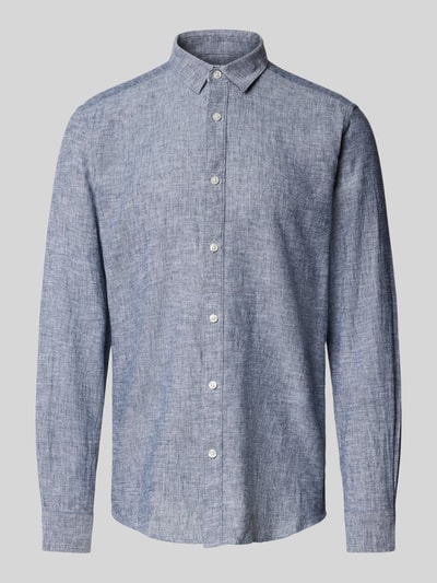 ONLY & SONS Slim Fit Leinenhemd mit Kentkragen Modell 'CAIDEN' Blau 2