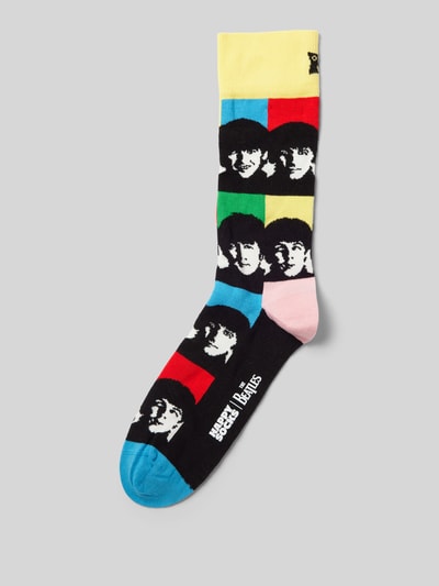 Happy Socks Socken mit Label-Stitching Modell 'Beatles' Gelb 1