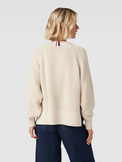 Tommy Hilfiger Strickpullover mit Label-Print Modell 'PLACED' Sand 5