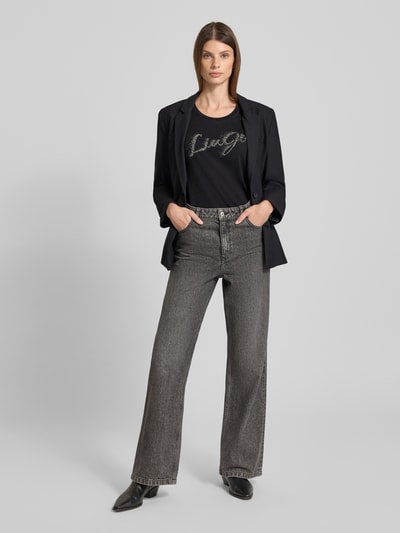 Liu Jo White T-Shirt mit Label-Print Black 1