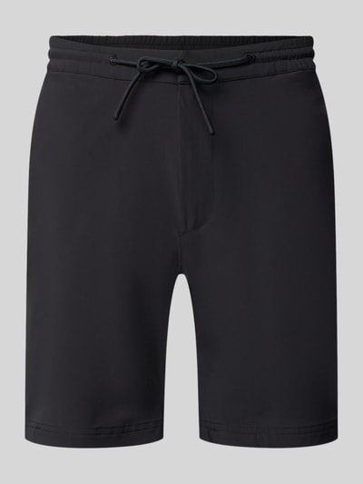 Produktfoto, Straight Fit Shorts mit Eingrifftaschen Modell 'Drift' von SCANDINAVIAN EDITION, czarny kolor, elastyczny materiał, krój straight fit, kieszenie boczne, elastyczny pas ze sznurkiem