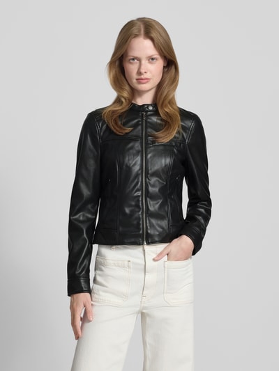 Vero Moda Shaped Fit Jacke in Lederoptik mit Reißverschluss Modell 'AMANDA' Black 4