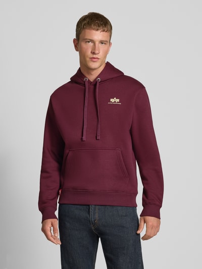 Alpha Industries Hoodie met logo en kangoeroezak Bordeaux - 4