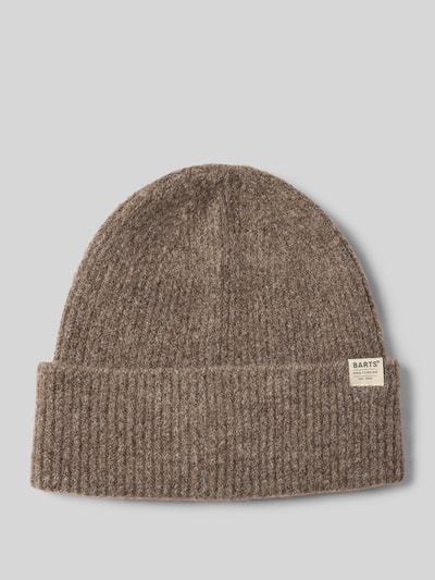 Barts Beanie met omslag en labeldetail, model 'Willian' Middenbruin gemêleerd - 1