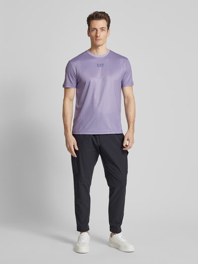 EA7 Emporio Armani T-Shirt mit Label-Print Mittelgrau 1