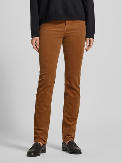Christian Berg Woman Slim fit corduroy broek in 5-pocketmodel Cognac - 4