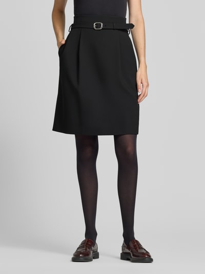 HUGO Kniellange rok met bandplooien model 'Ralema' Zwart - 4