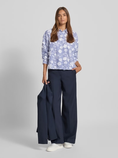 YAS Regular fit overhemdblouse met bloemeborduursels, model 'MEMLY' Lichtblauw - 1