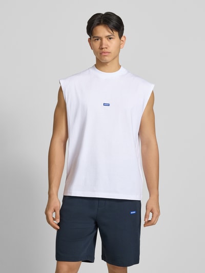 HUGO Blue Top typu tank o kroju relaxed fit z czystej bawełny model 'NAVERTZ' Biały 4