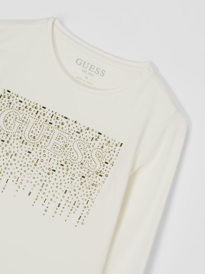 Guess Longsleeve met logo van strass-steentjes Offwhite - 2