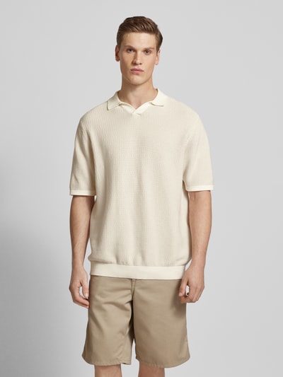 Jack & Jones Regular Fit Poloshirt mit Strukturmuster Modell 'MYKONOS' Beige 4