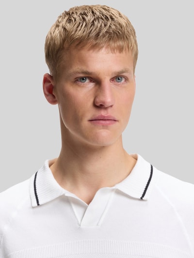 BOSS Green Regular Fit Poloshirt aus Strick Weiss 3
