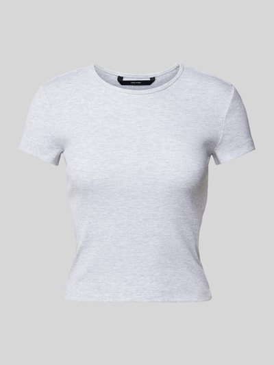 Vero Moda T-shirt o kroju regular fit z prążkowaniem model ‘CHLOE’ Jasnoszary melanż 2