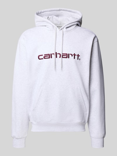 Carhartt Work In Progress Hoodie mit Label-Stitching und Känguru-Tasche Hellgrau Melange 2