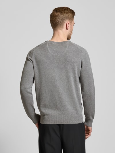 Fynch-Hatton Strickpullover mit Logo-Stitching Mittelgrau 5