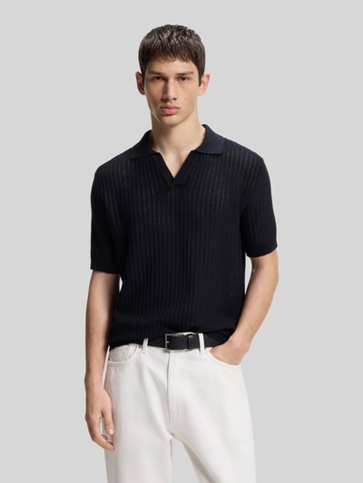 HUGO Regular Fit Poloshirt aus Baumwoll-Leinen-Mix Modell 'SEEMANT' Marine 4