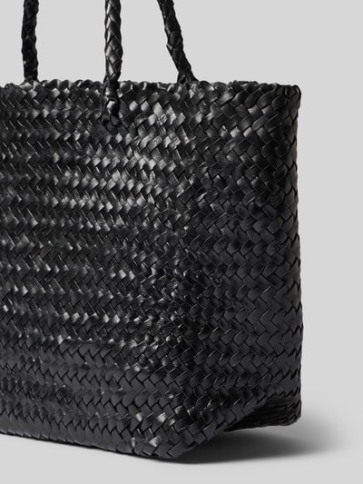 MANGO Shopper aus Ziegenleder in Flecht-Optik Modell 'Bamba' Black 2