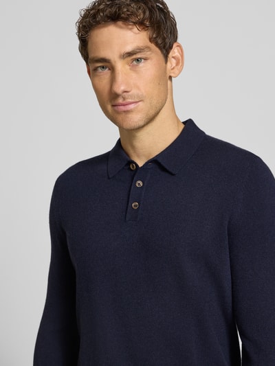 Christian Berg Men Slim Fit Strickpullover aus reinem Kaschmir mit Polokragen Marine 3