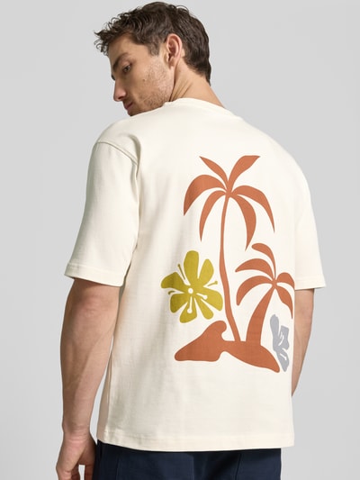 Jake*s Studio Men T-Shirt aus Bio-Baumwolle mit Stitching Ecru 3