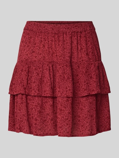 Only Ausgestellter Mini-Rock aus reiner Viskose Modell '30 BERYL' Kirsche Melange 2