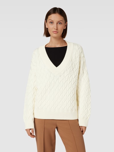 Gant Gebreide pullover met V-hals Ecru - 4