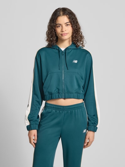 New Balance Cropped Sweatjacke mit Label-Stitching Dunkelgruen 4