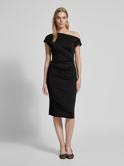 BOSS Midi-jurk in one shoulder-design, model 'Etrimi' Zwart - 4