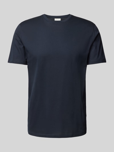 Lindbergh T-shirt met geribde ronde hals Donkerblauw gemêleerd - 2