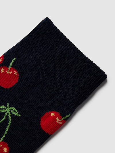 Happy Socks Sokken met all-over motief, model 'CHERRY' Marineblauw - 2