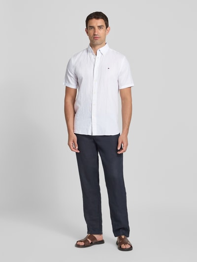 Tommy Hilfiger Regular Fit Freizeithemd aus Baumwoll-Leinen-Mix Weiss 1