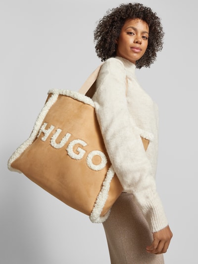 HUGO Tote Bag mit Teddyfell-Besatz Modell 'Becky' Beige 1