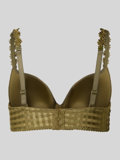 Produktfoto, Triangel-BH mit floralen Applikationen Modell 'AVERO' von Marie Jo aus Material-Mix mit Stretch, Rückansicht, verstellbare Spaghettiträger, Hakenverschluss, wattierte Cups, florale Textur