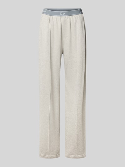 Produktfoto, Wide Fit Sweatpants mit Logo-Stitching von Kenzo aus reiner Baumwolle, Frottee-Optik, hellbeige Farbe, elastischer Bund, Damenmode.
