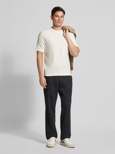 Drykorn T-Shirt mit geripptem Rundhalsausschnitt Modell 'GILBERD' Offwhite 1