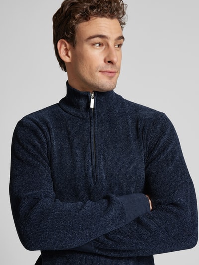 SELECTED HOMME Strickpullover mit gerippten Abschlüssen Modell 'RODNEY' Dunkelblau 3